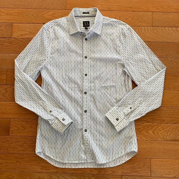 Armani Exchange Dress Shirt Men's M Striped Snap Button Up Front VTG 2013 Spring - Picture 1 of 7
